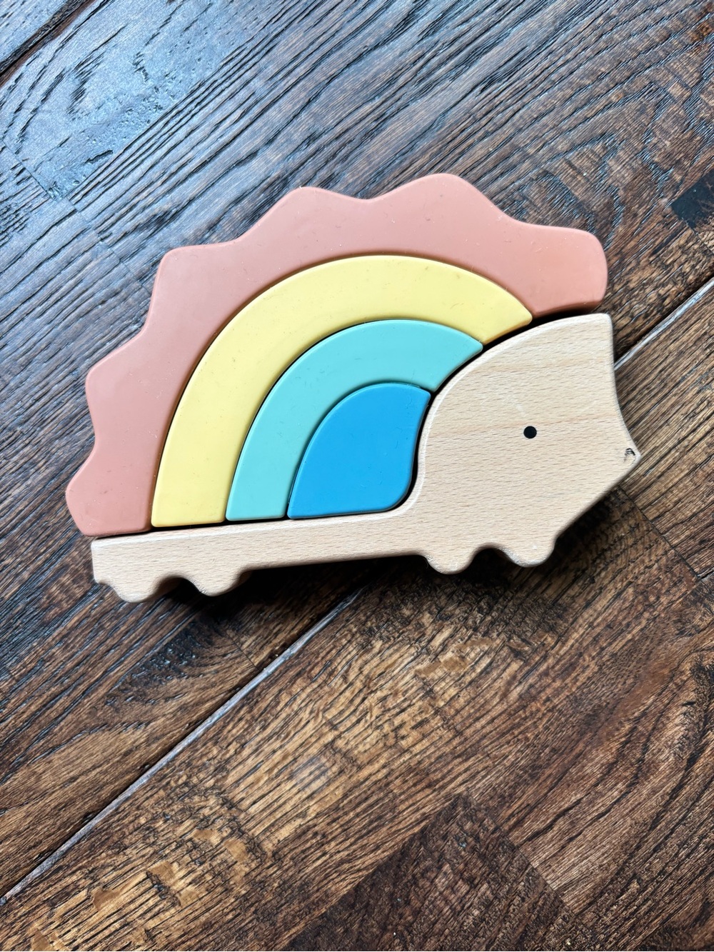Target rainbow hedgehog silicone wood stacker toy